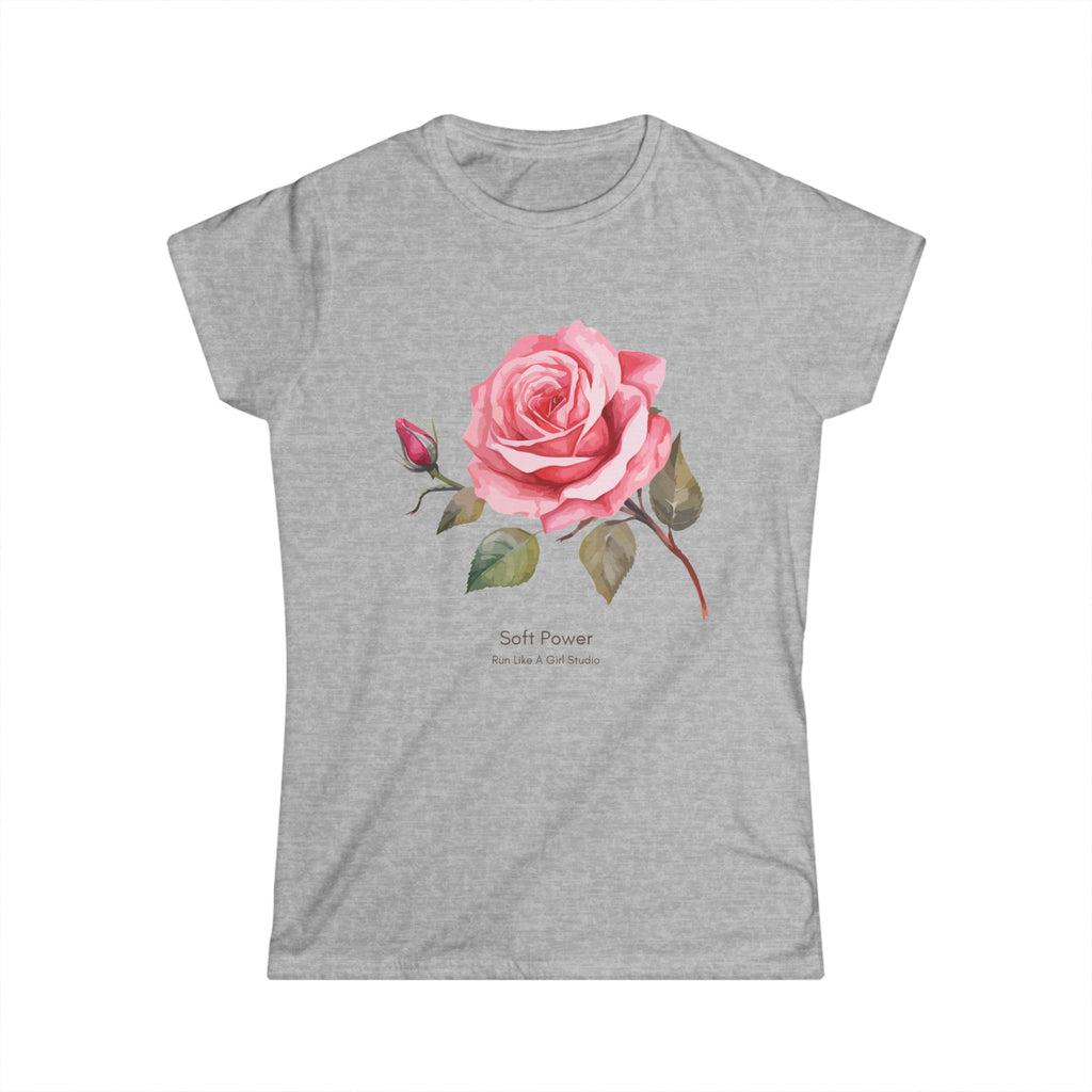 Soft Power Rose Fitted Women's Tee | Feminine Graphic T-Shirt