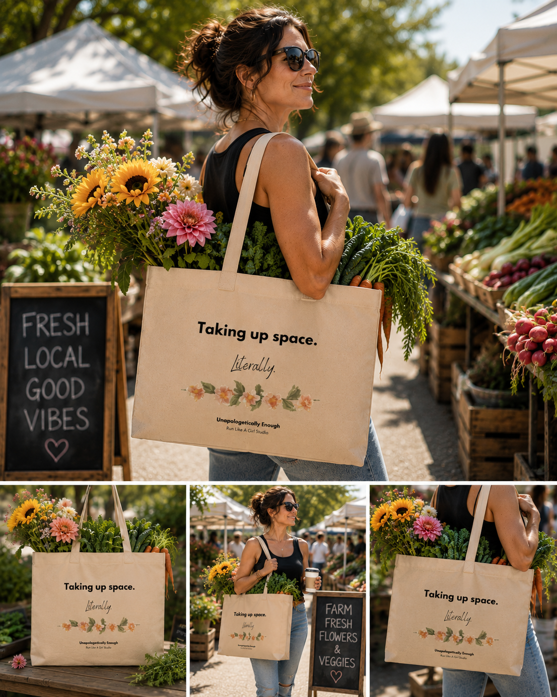 Taking Up Space Literally Tote Bag | Large Organic Cotton Grocery Tote | Unapologetically Enough