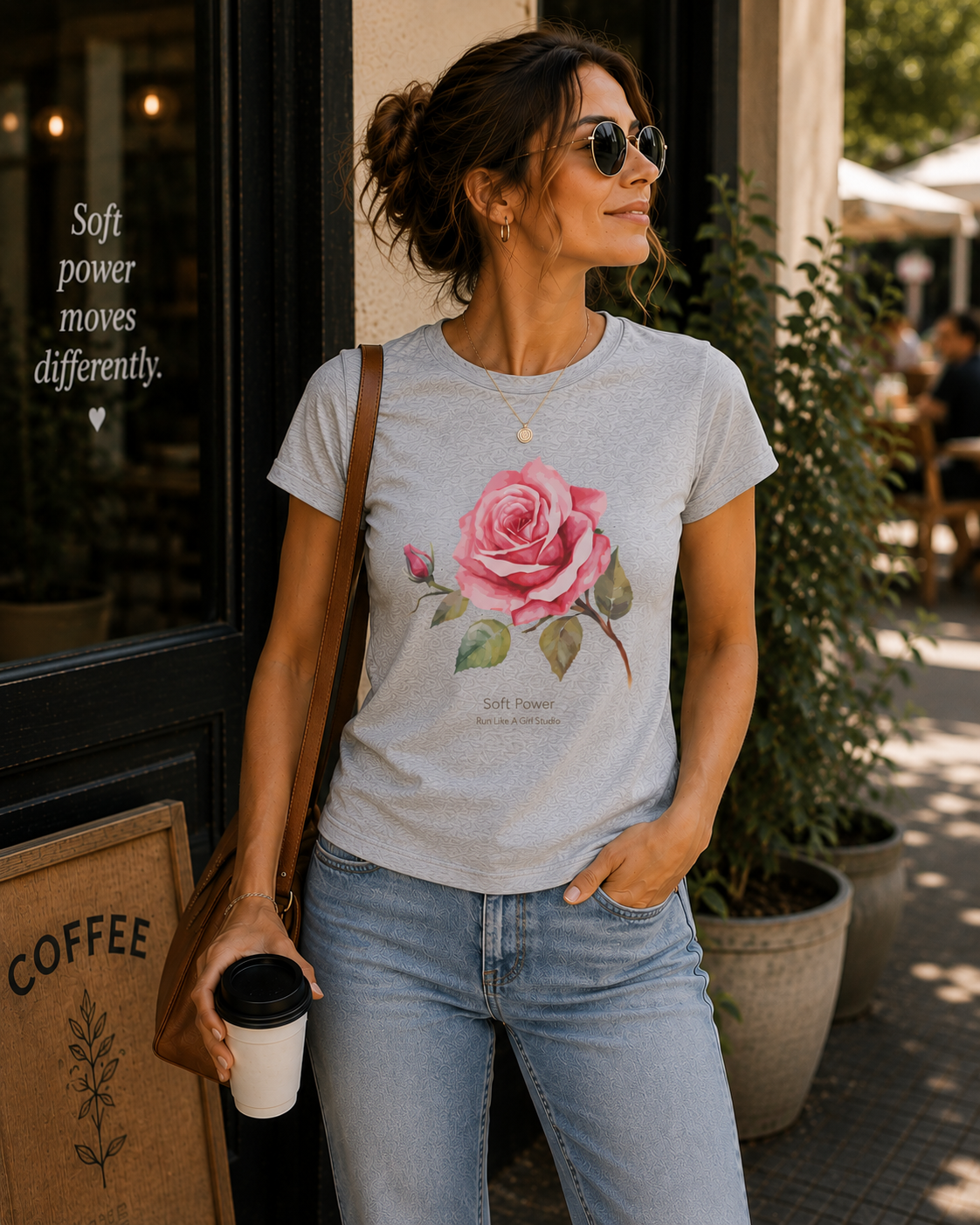 Soft Power Rose Fitted Women's Tee | Feminine Graphic T-Shirt