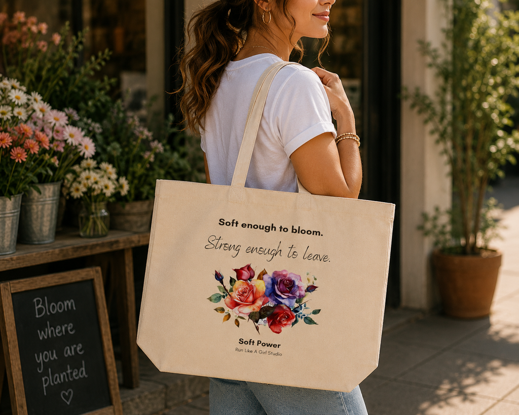 Soft Enough to Bloom, Strong Enough to Leave Tote Bag | Soft Power Organic Cotton Tote