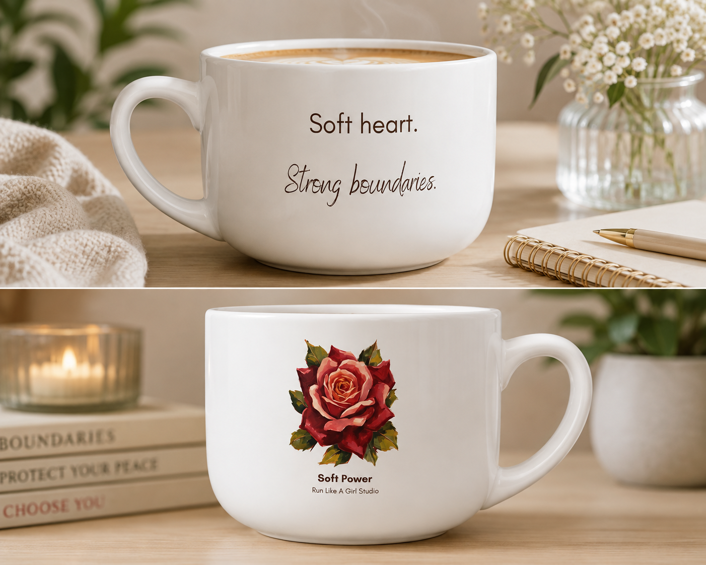 Soft Heart. Strong Boundaries. 25 oz Latte Mug | Soft Power