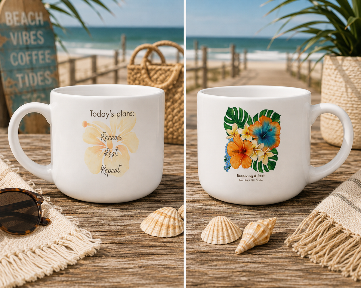 Receive. Rest. Repeat. 25 oz Latte Mug | Receiving & Rest