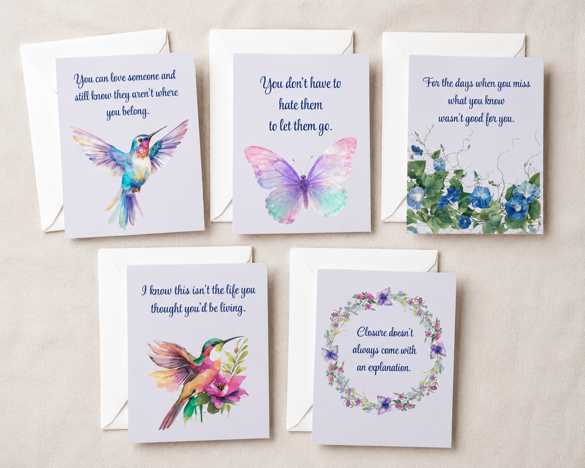 Releasing With Grace Encouragement Card Set | 5 Cards for Healing, Letting Go & New Beginnings