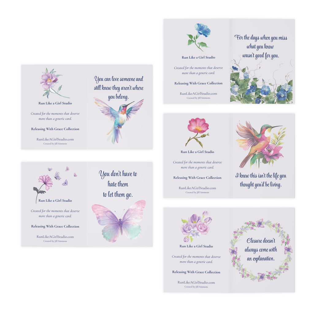 Releasing With Grace Encouragement Card Set | 5 Cards for Healing, Letting Go & New Beginnings