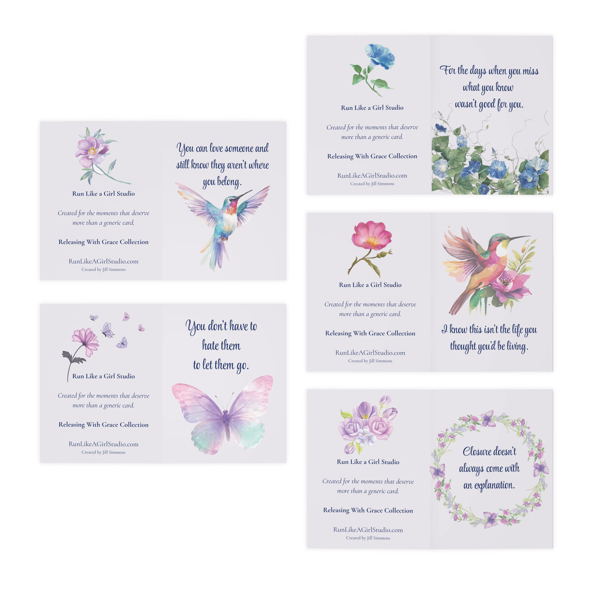 Releasing With Grace Encouragement Card Set | 5 Cards for Healing, Letting Go & New Beginnings