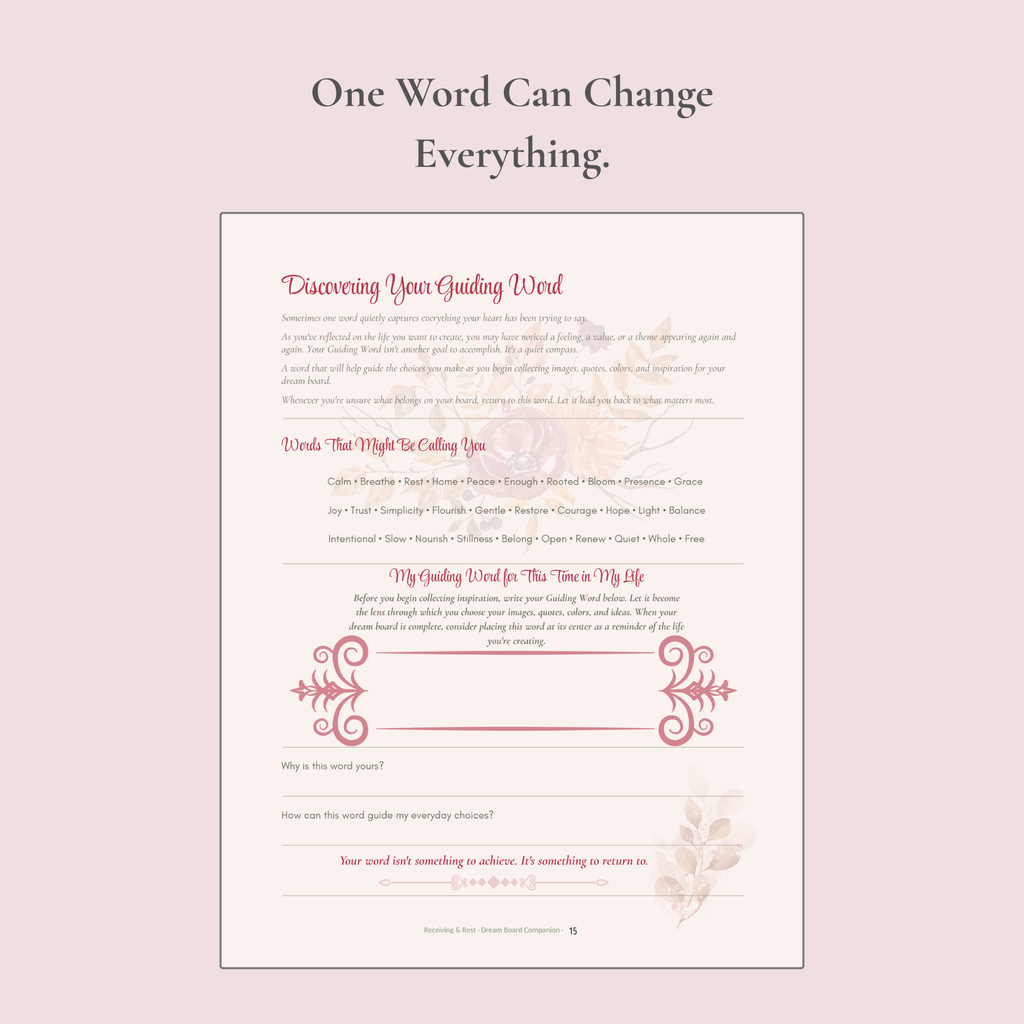 Receiving & Rest Dream Board Companion ~ A Guided Dream Board Workbook to Help You Create a Life That Feels Like an Exhale
